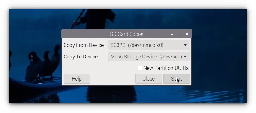 Copy SD card in Raspberry Pi