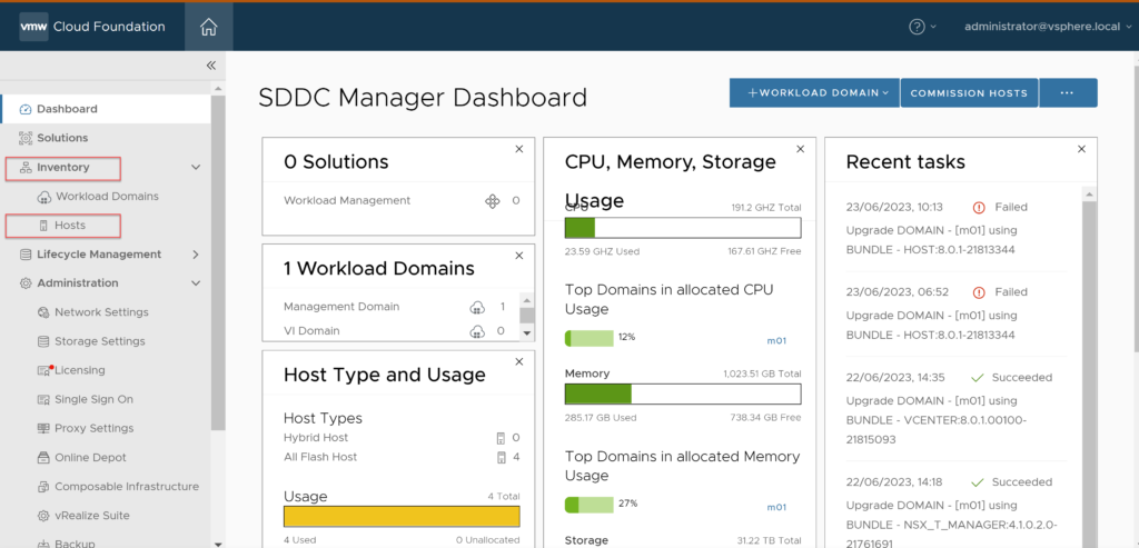 VMware Cloud Foundation hosts