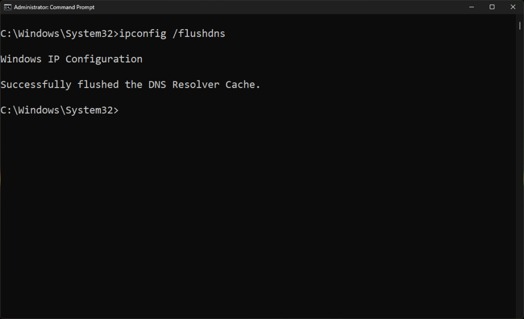 Flush dns cache in Windows computer