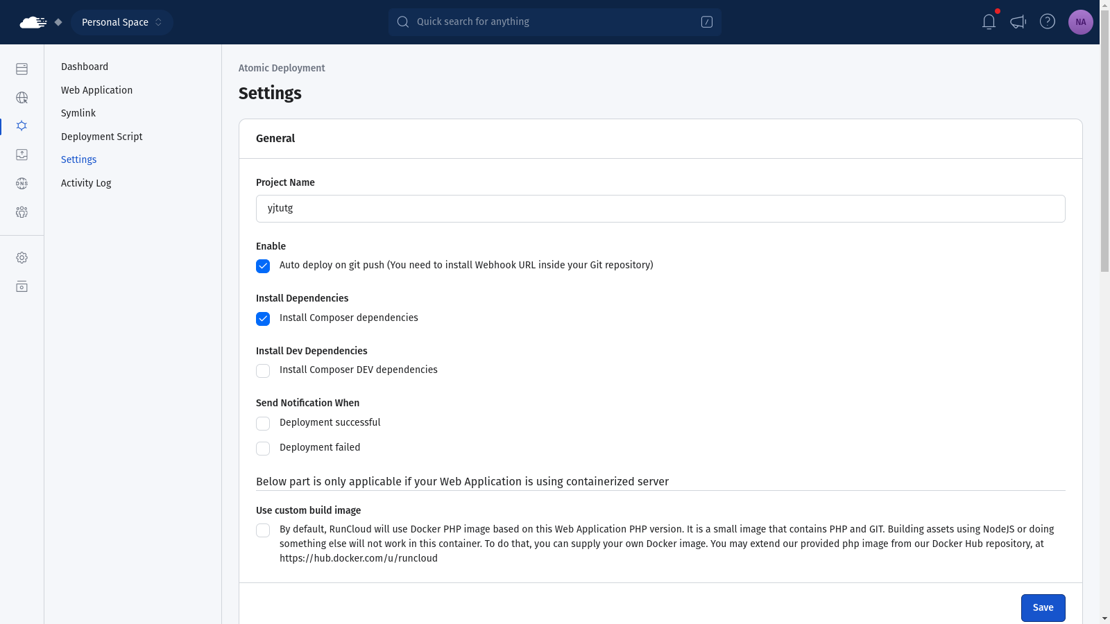 RunCloud atomic deployment