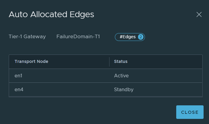 VMware NSX pre emptive standby relocation failure domain