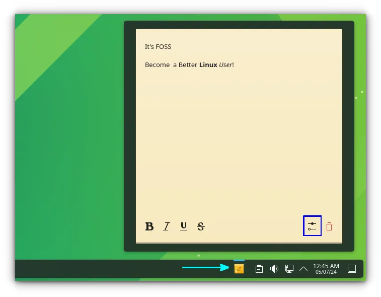 sticky note widget on KDE Plasma