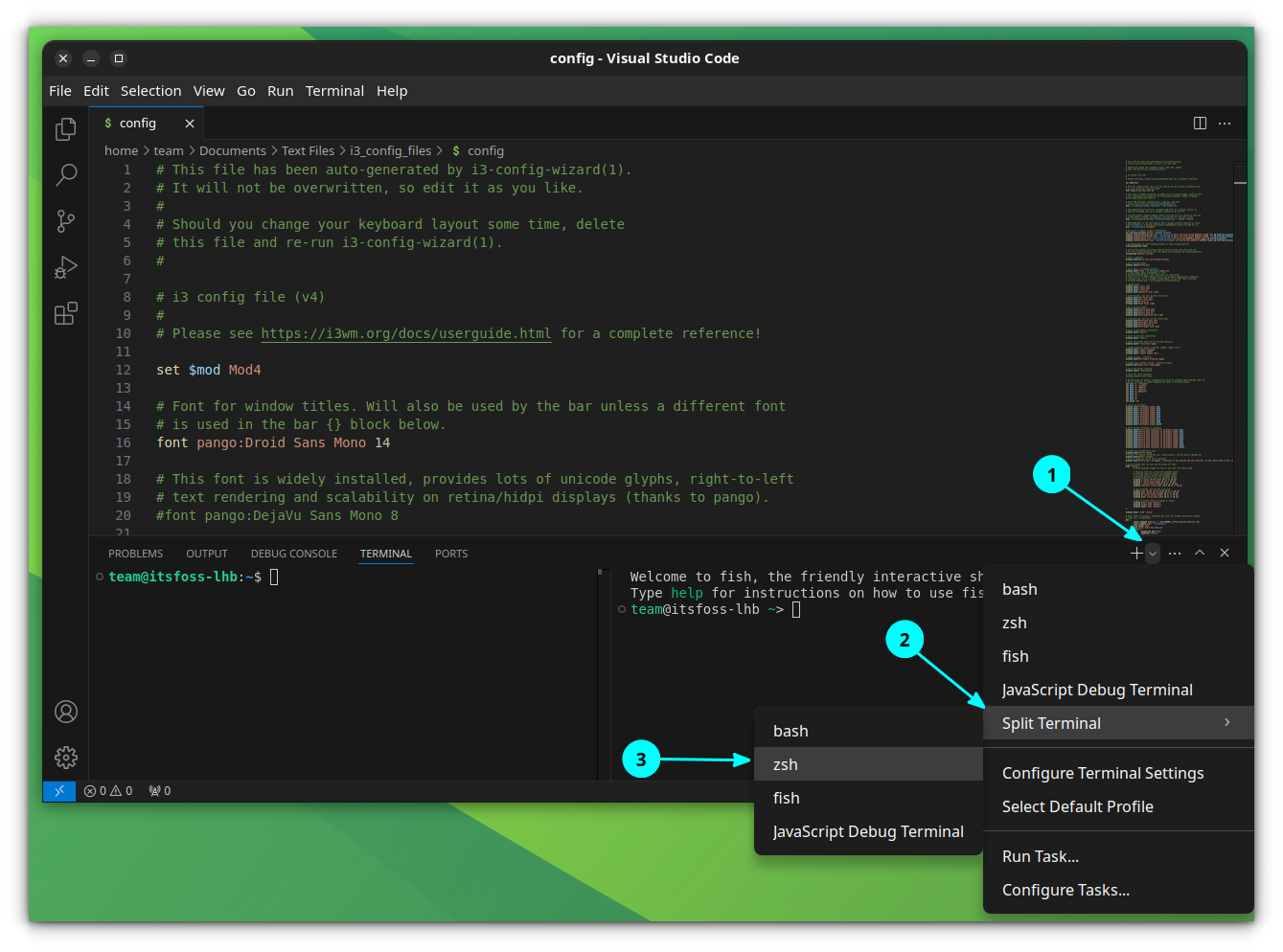 Split the integrated terminal with different profiles.