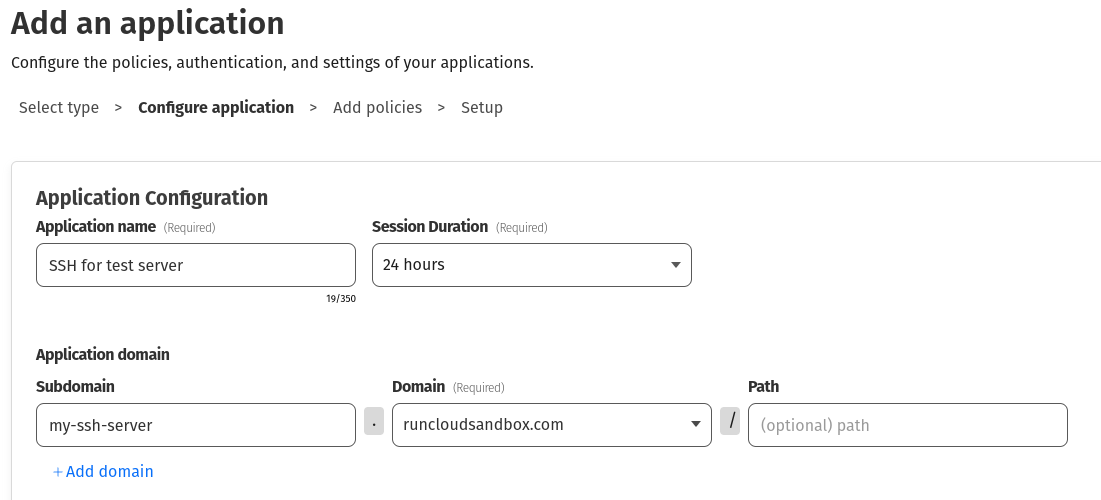 Adding application to cloudflare zero trust SSH