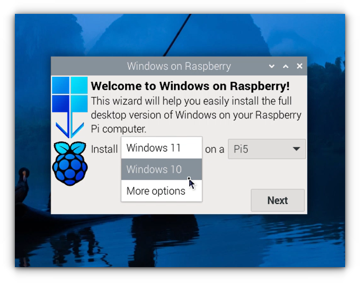 Choose which Windows version to install on Raspberry Pi