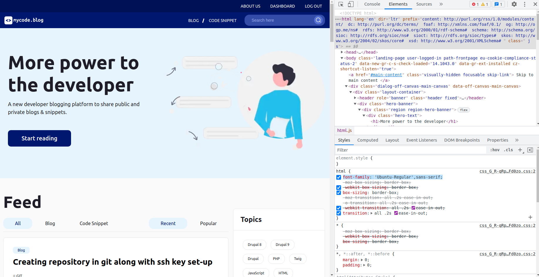 rendered font family