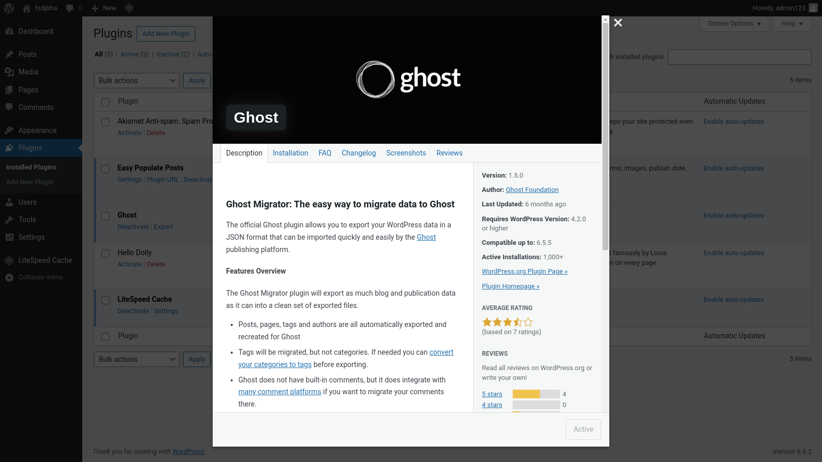 Ghost Plugin for WordPress