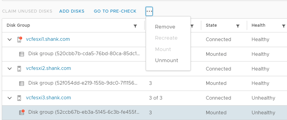 Removing vSAN disk group