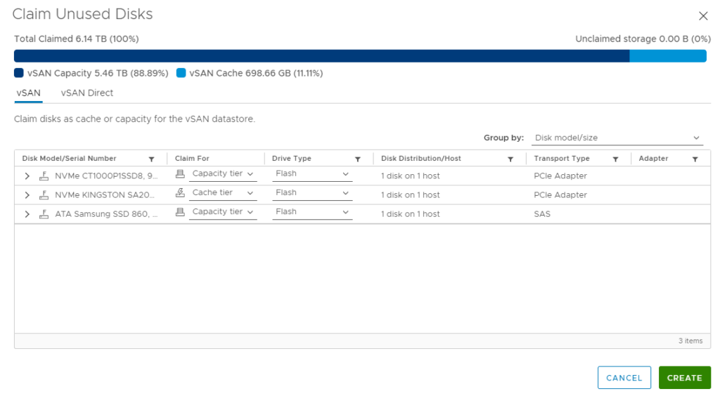 claim vSAN disks