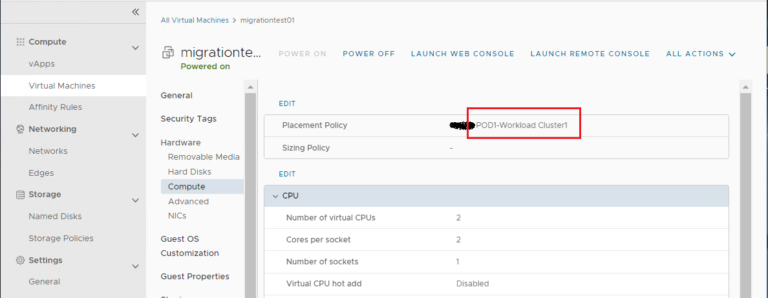 VCD 10.3.1: Cross-Cluster Workload Migration within the same elastic PVDC