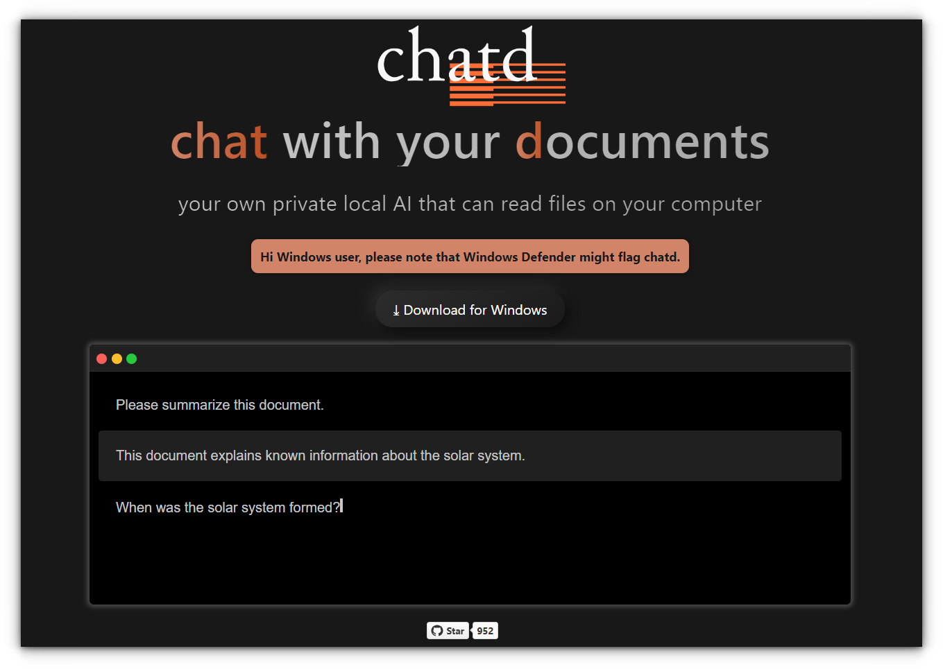 chatd interface also allows you to interact with documents