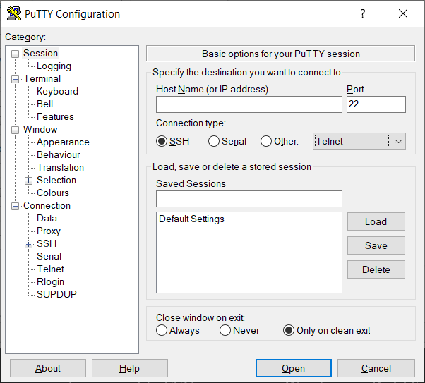 putty screenshot