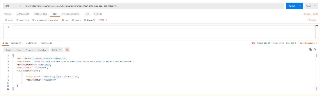 vcf 4 sddc manager host validation api