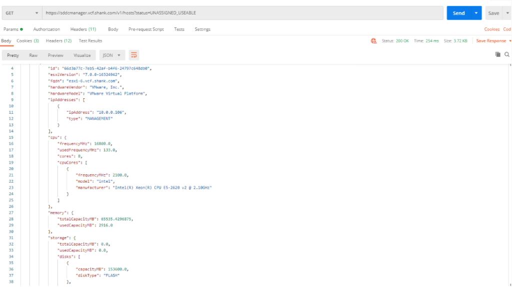 vcf 4 sddc manager api get useable hosts for workload domain