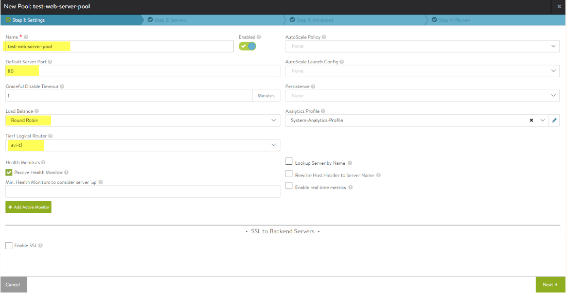 nsx-alb define pool settings