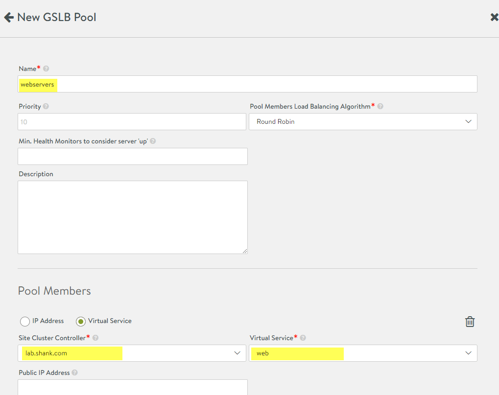 nsx-alb configure new gslb pool