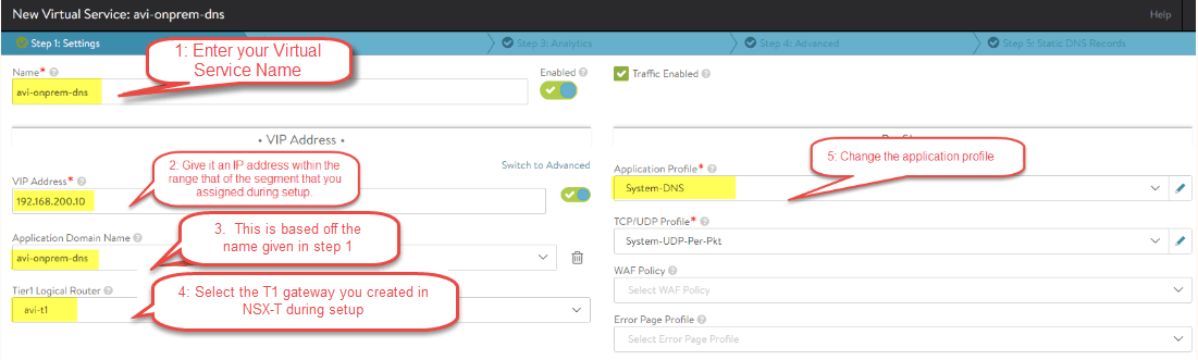 nsx-alb define virtual service parameters