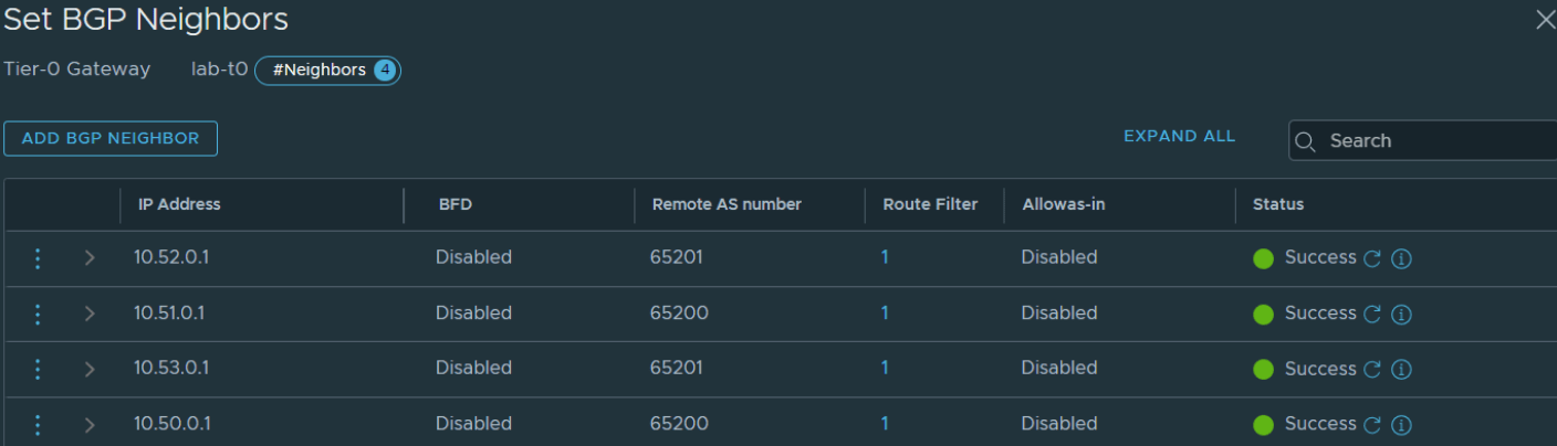 nsx-t active-active BGP neighbour configuration