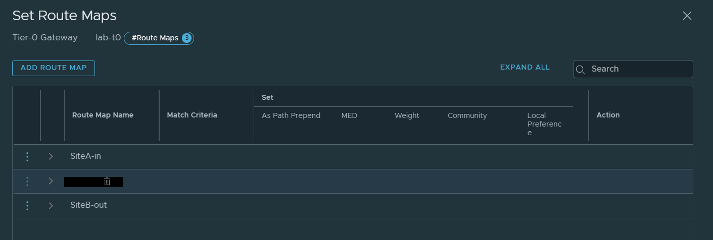 nsx-t active-active route map configuration