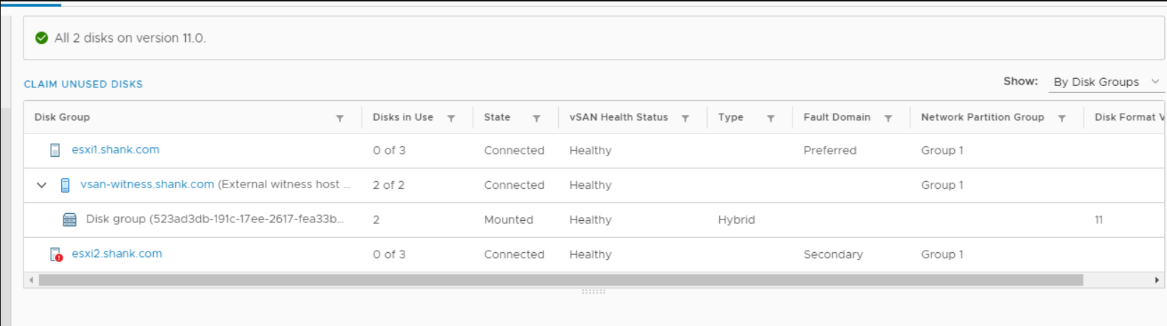 vcenter vsan datastore showing no disks claimed for hosts