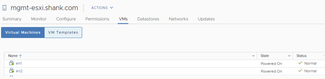 vCenter view showing edge nodes sitting on management host prepped for nsx