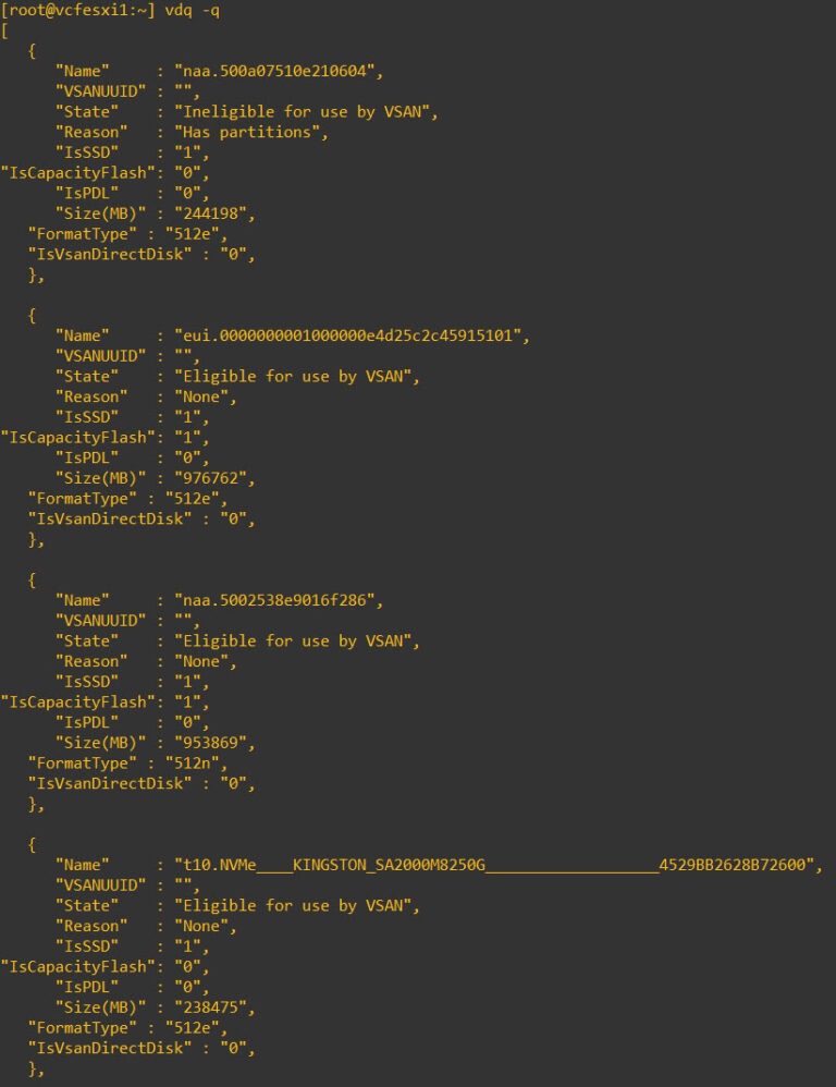 Recreating VCF Managed vSAN Disk Groups