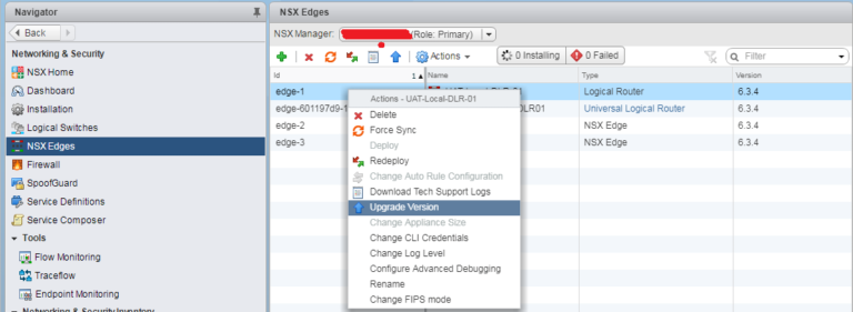 Step-by-Step NSX-V Upgrade from 6.3.4 to 6.3.5