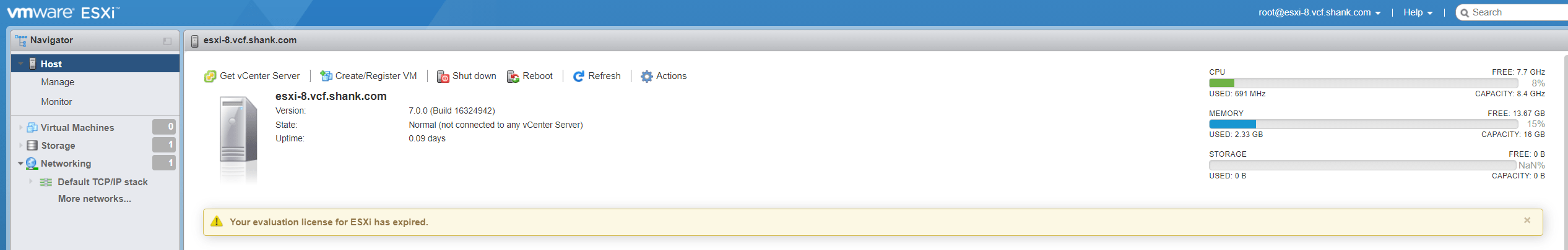 esxi host trial evaluation license expired.