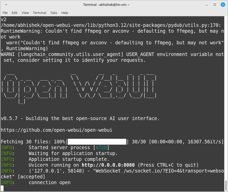 open-webui running on localhost