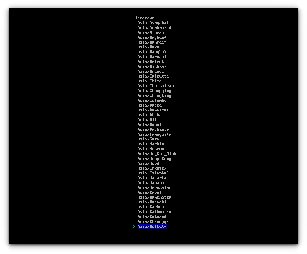 Timezone settings in archinstall script.