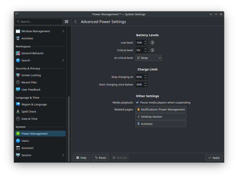 Prolong Laptop Battery Life in Linux by Limiting Charging Levels