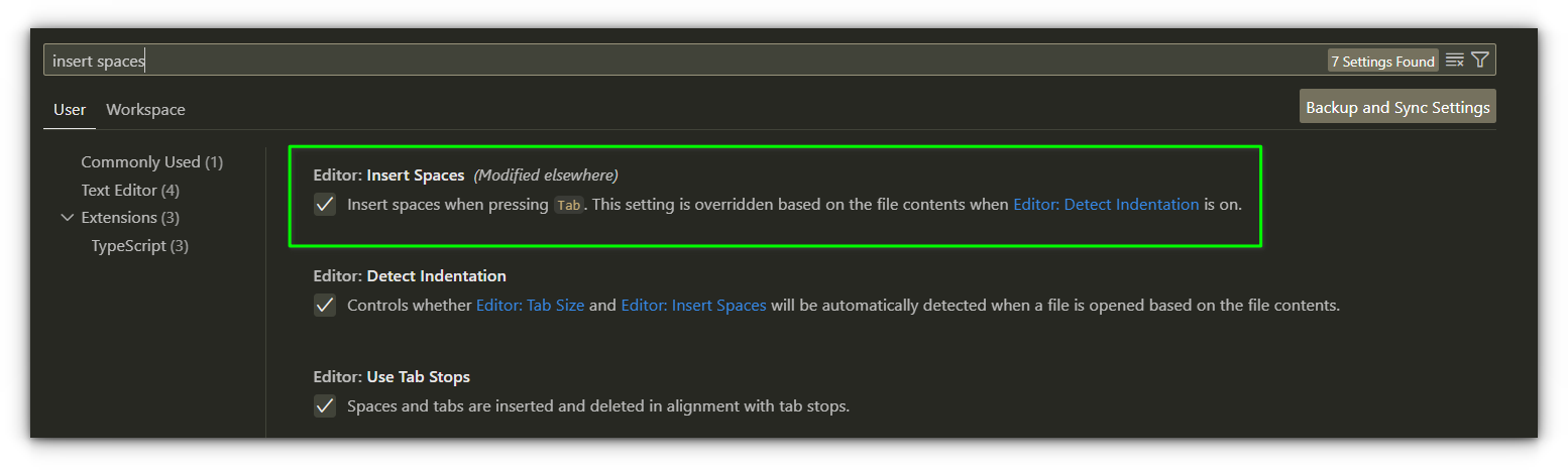 checking insert spaces