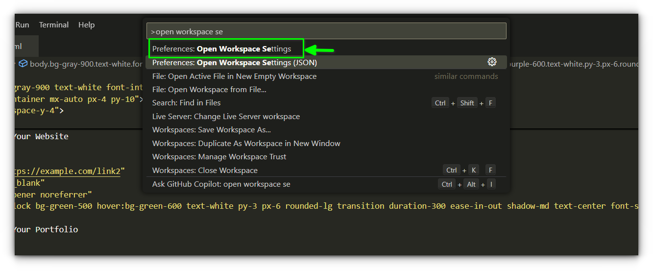 toggling workspace settings