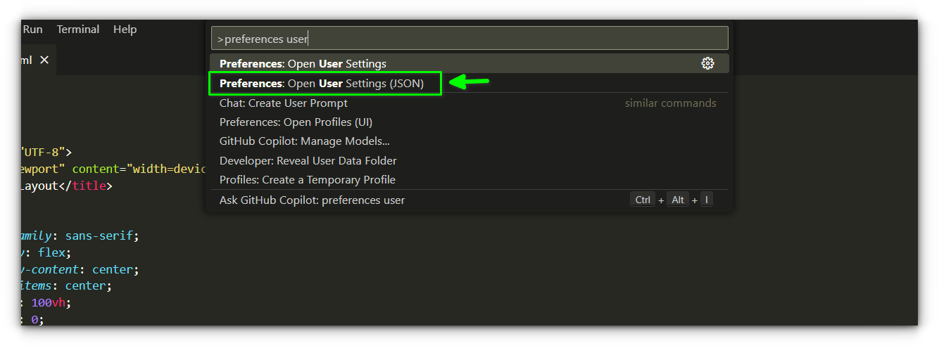 editing the user settings json file