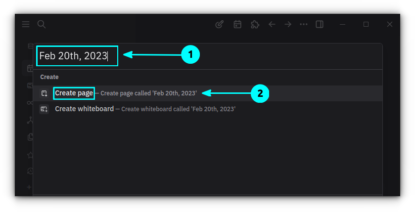 Enter the date as name and press the Enter key.