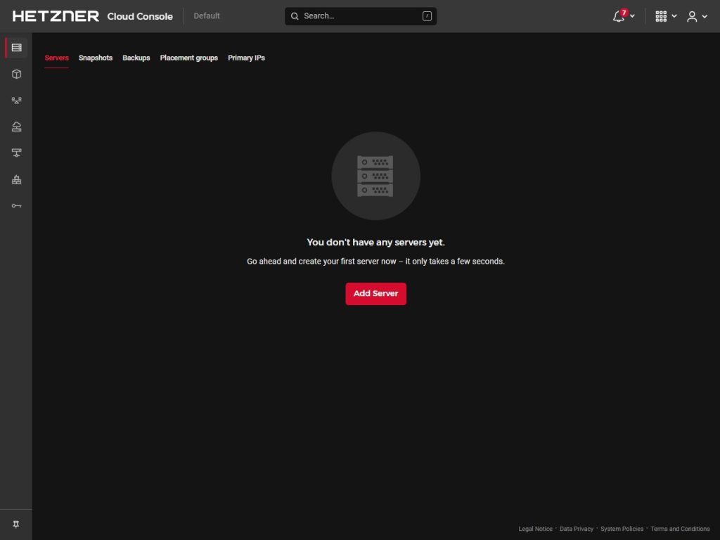 Adding a server on Hetzner Cloud