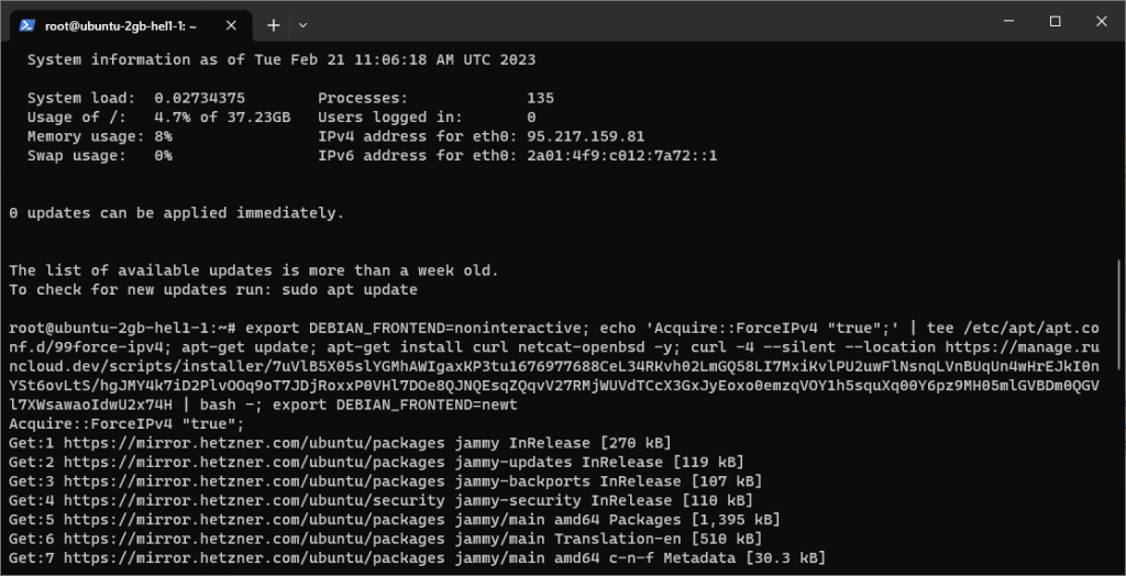 Executing installation script
