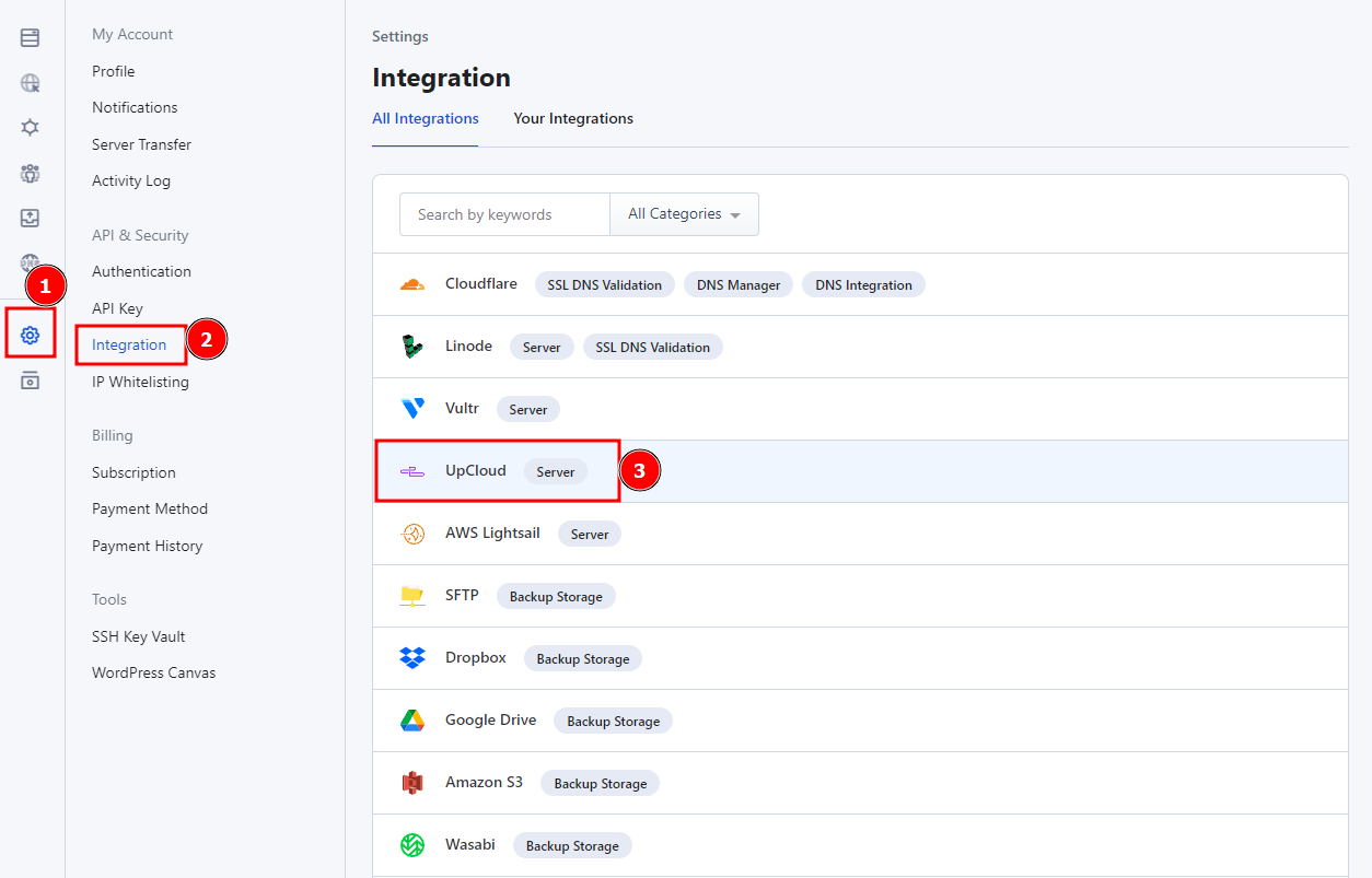 Upcloud Integration