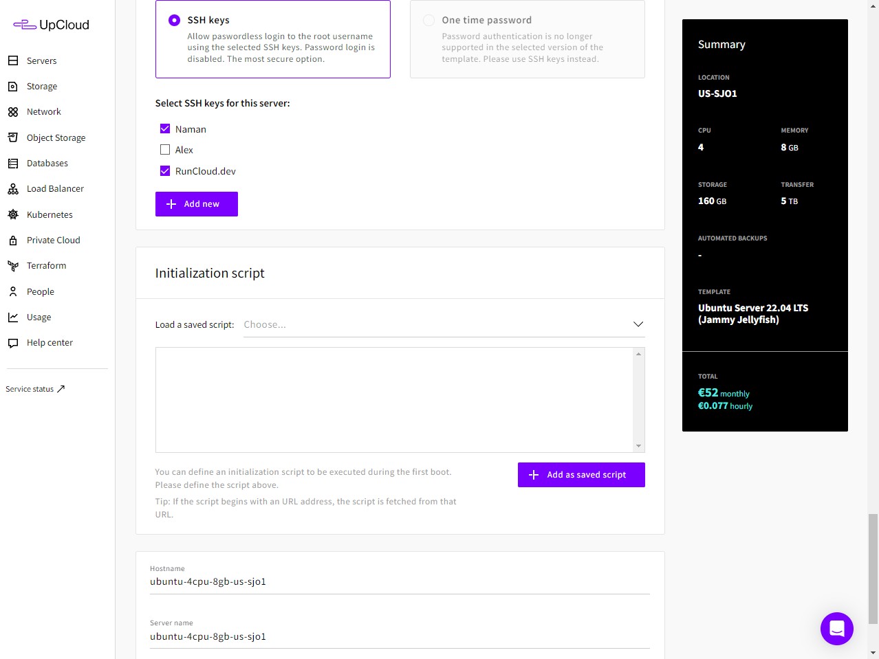 Upcloud SSH keys