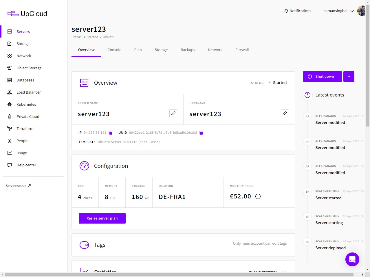 server summary upcloud