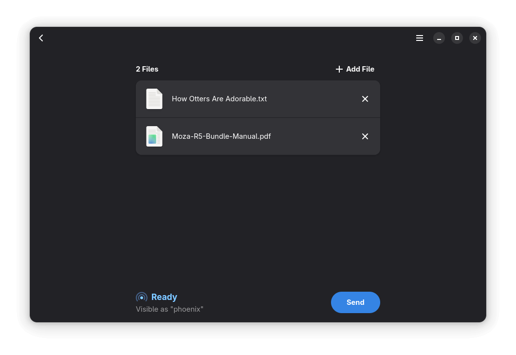 packet being used to send two documents (a .txt, and a .pdf) to an android phone