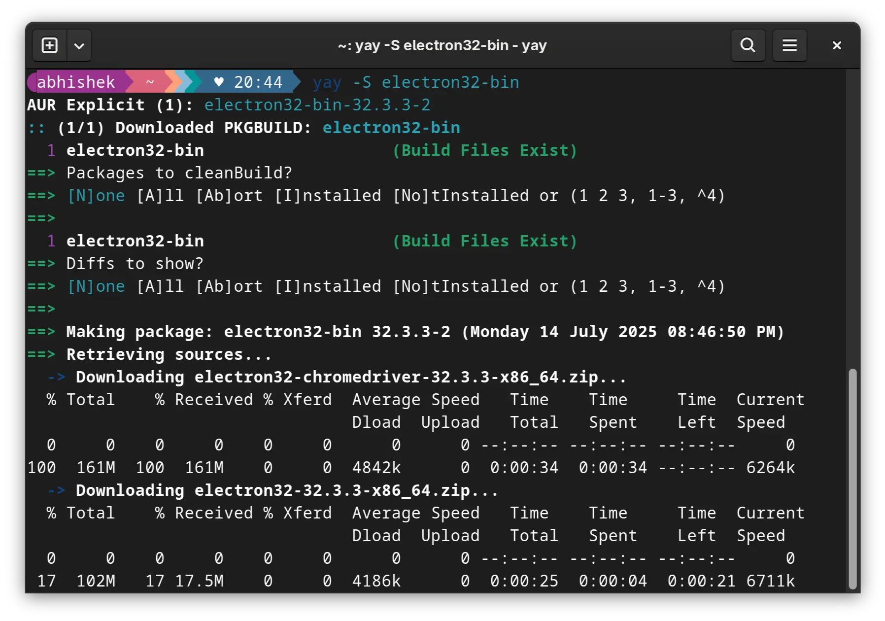 Downloading electron binary