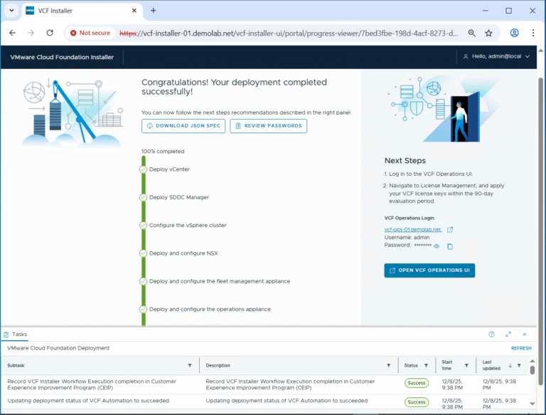 VCF 9.x Bringup Series – Part4: VCF Fleet Deployment using the VCF Installer