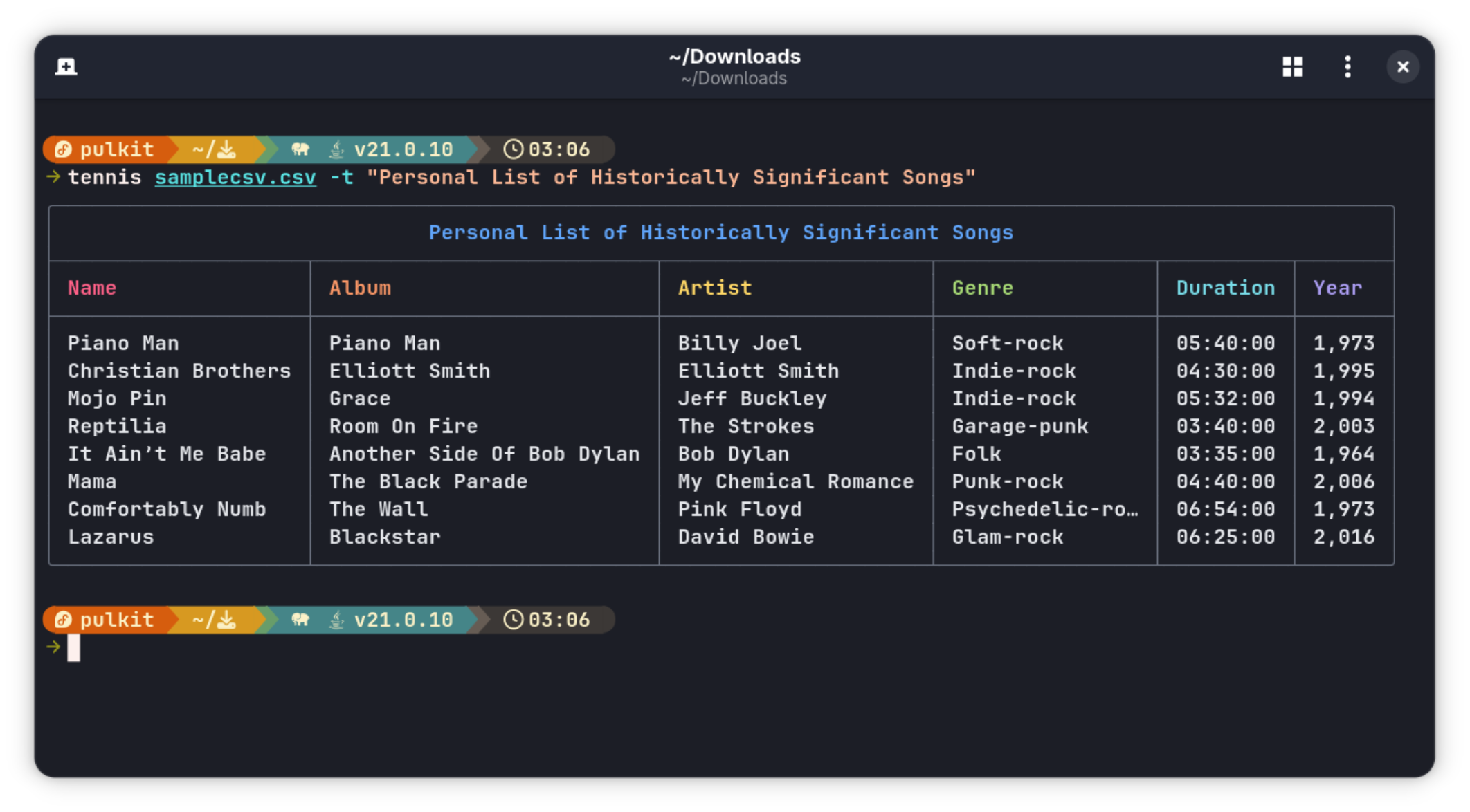 CSV file with added title
